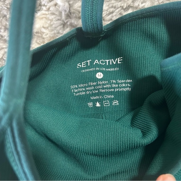 Set Active Power Ribbed V Bra sz M & Power Leggings sz S in Green - Picture 6 of 7